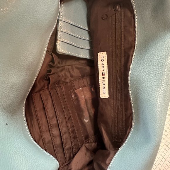 Tommy Hilfiger Blue Leather Tote Purse - Picture 2 of 4
